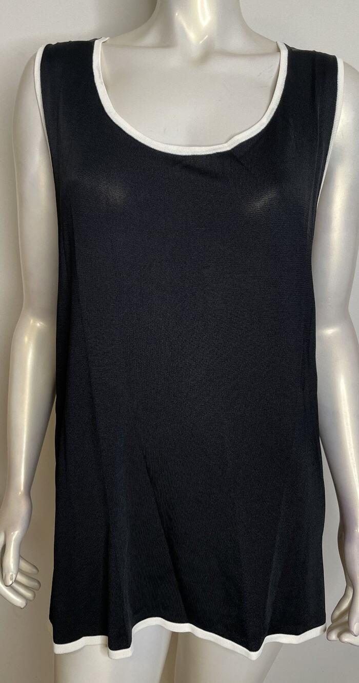 LRL Ralph Lauren Black & White Knit Tank Shell Women's 3X NWT Scoop Neckline Top